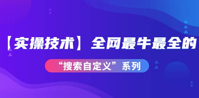 【实操技术】全网最牛最全的“搜索自定义”系列！价值698元