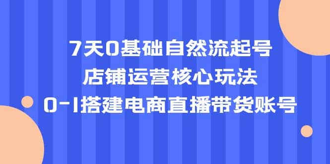 7天0基础自然流起号，店铺运营核心玩法，0-1搭建电商直播带货账号