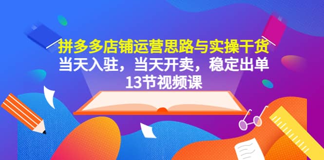 拼多多店铺运营思路与实操干货，当天入驻，当天开卖，稳定出单（13节课）