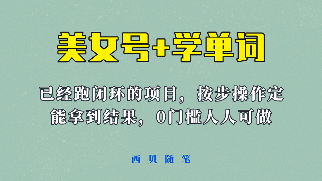 《美女号 学单词》玩法，信息差而已 课程拆开揉碎了和大家去讲 (教程 素材)