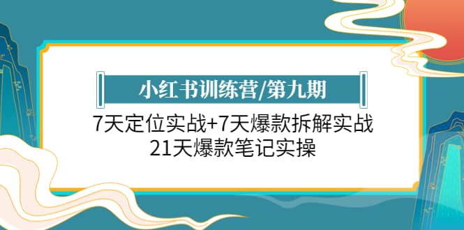 小红书训练营/第九期：7天定位实战 7天爆款拆解实战，21天爆款笔记实操