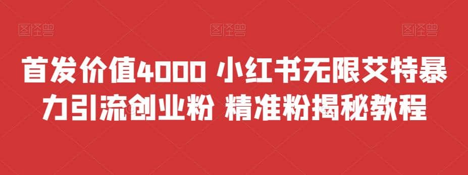 首发价值4000 小红书无限艾特暴力引流创业粉 精准粉揭秘教程