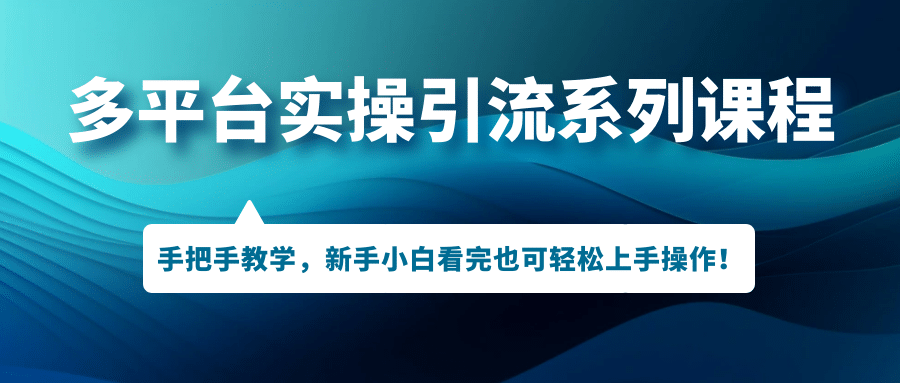 多平台实操引流系列课程，手把手教学，新手小白看完也可轻松上手引流操作