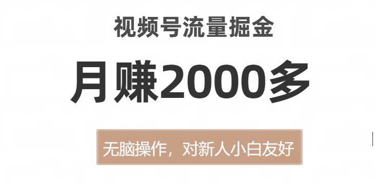 视频号流量掘金，无脑操作，新人友好，月赚2000多【附课程目录】