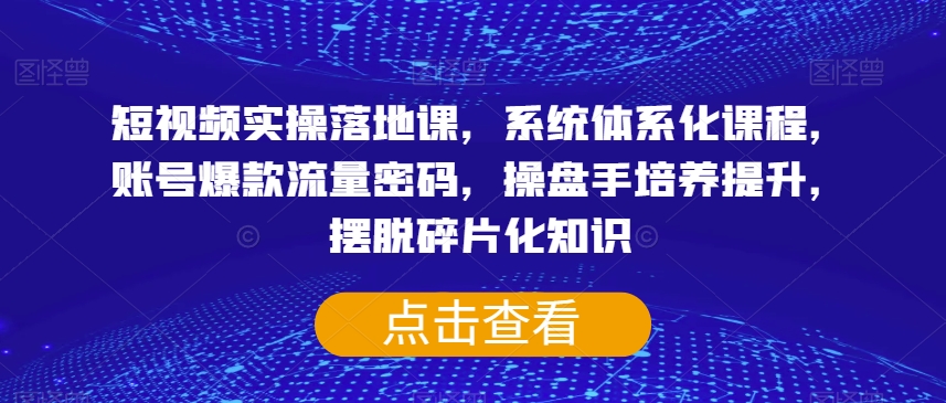 李割短视频实操落地课，打造个人IP，掌握流量密码，提升操盘手能力