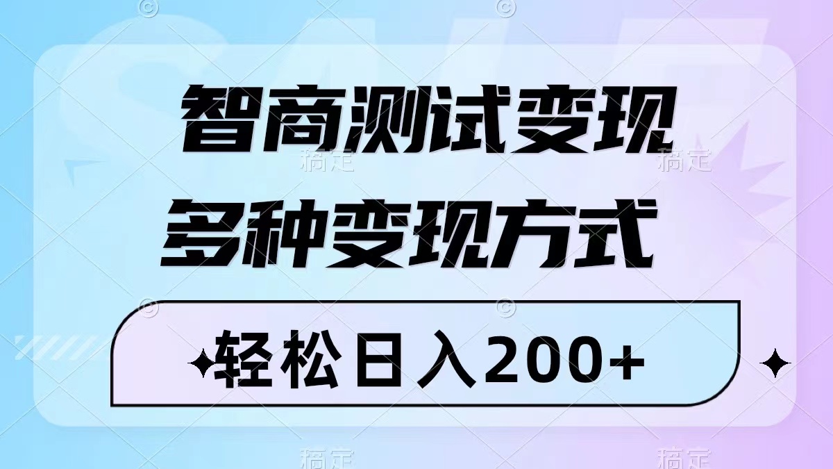 （8049期）智商测试变现，轻松日入200+，几分钟一个视频，多种变现方式（附780G素材）