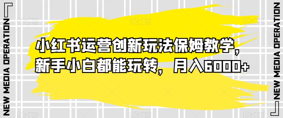 小红书运营秘籍大公开：新手小白轻松月入6000+，多种变现方式任你选！