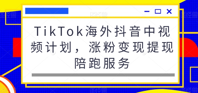 TikTok海外抖音中视频计划，涨粉变现提现陪跑服务