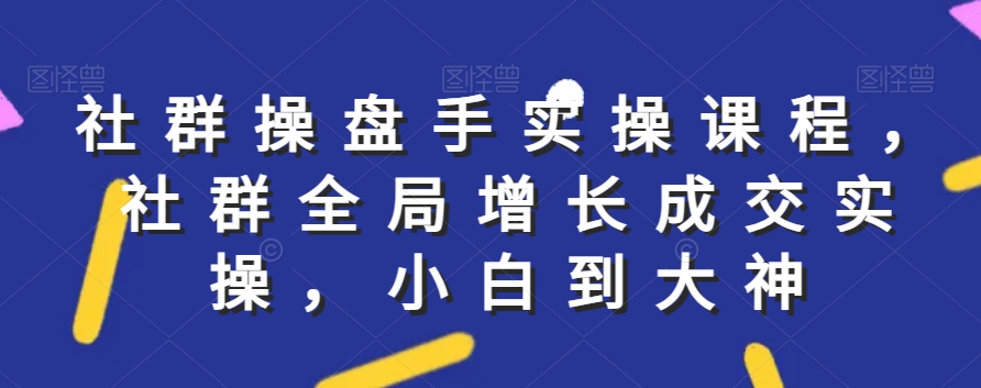 社群操盘手实操课程，社群全局增长成交实操，小白到大神