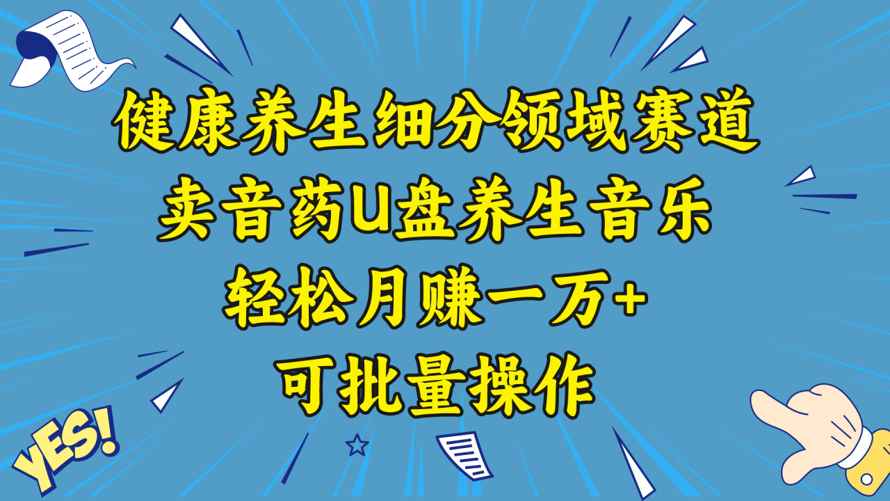 健康养生新风口：音药U盘养生音乐，月赚一万+的秘诀揭秘