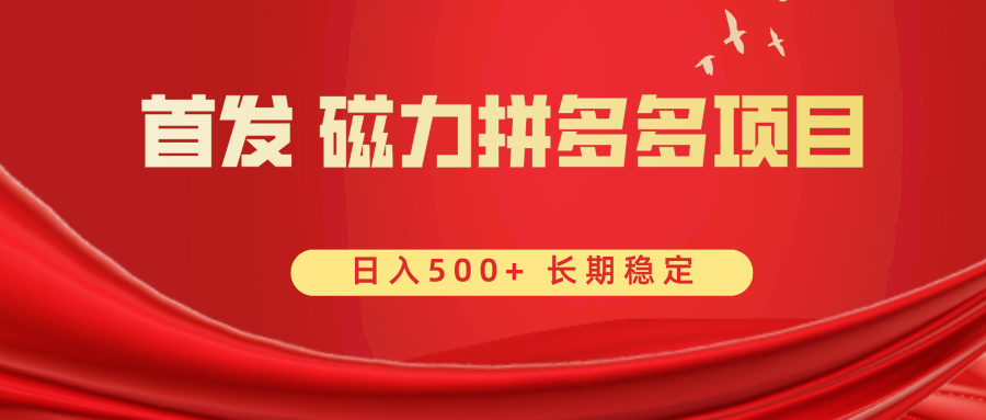 首发磁力拼多多自撸 日入500+