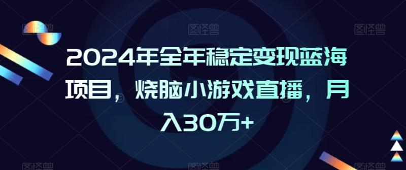 2024年全年稳定变现蓝海项目，烧脑小游戏直播，月入30万+【揭秘】_课程