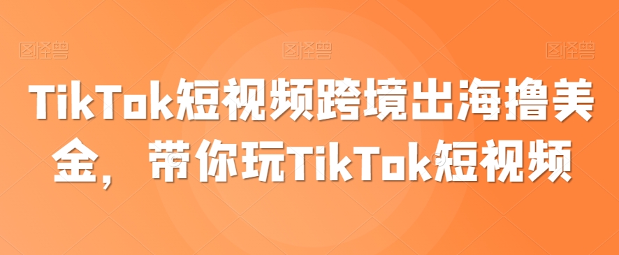 TikTok短视频跨境出海撸美金，带你玩TikTok短视频_方案