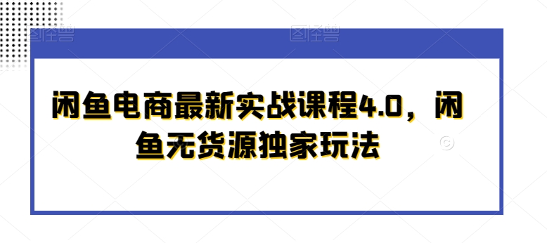 闲鱼电商最新实战课程4.0，闲鱼无货源独家玩法_方法