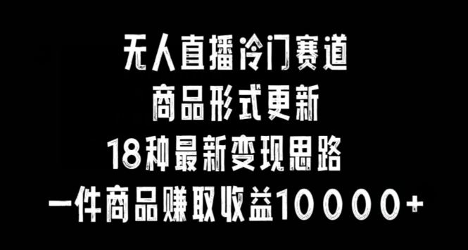 无人直播冷门赛道，商品形式更新，18种变现思路，一件商品赚取收益10000+【揭秘】_方法