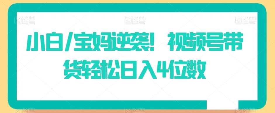 小白/宝妈逆袭！视频号带货轻松日入4位数【揭秘】_实操