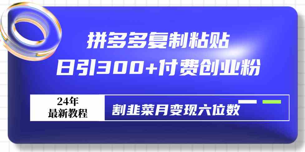 拼多多复制粘贴日引300+付费创业粉，割韭菜月变现六位数最新教程！_课程