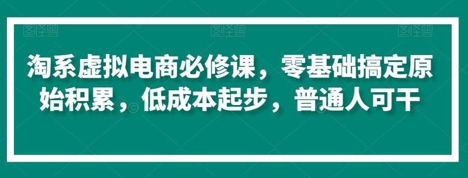 淘系虚拟电商必修课，零基础搞定原始积累，低成本起步，普通人可干_教程