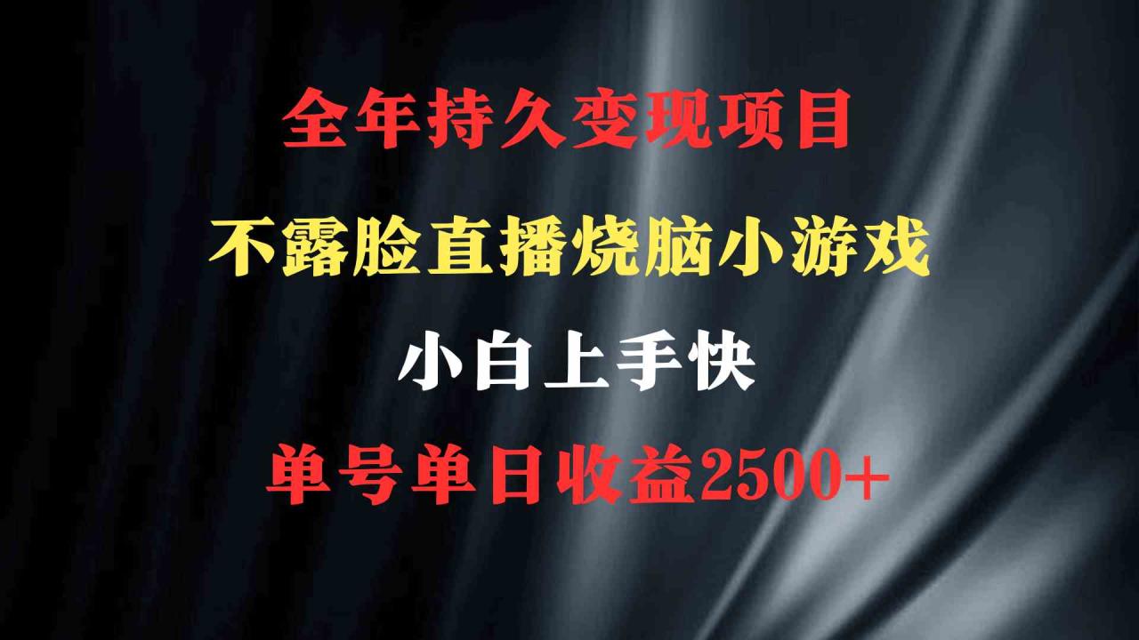 2024年 最优项目，烧脑小游戏不露脸直播 小白上手快 无门槛 一天收益2500+_爆款