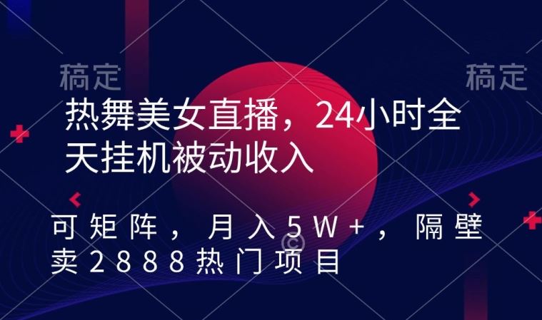 热舞美女直播，24小时全天挂机被动收入，可矩阵，月入5W+，隔壁卖2888热门项目【揭秘】_变现