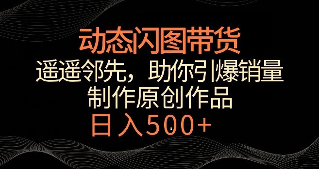 动态闪图带货，遥遥领先，冷门玩法，助你轻松引爆销量，日赚500+【揭秘】_项目