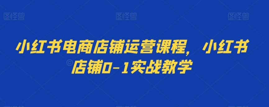 小红书电商店铺运营课程，小红书店铺0-1实战教学_技巧