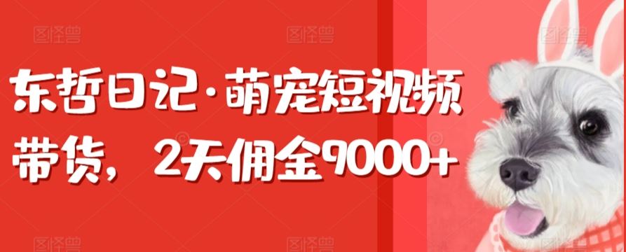 东哲日记·萌宠短视频带货，2天佣金9000+_课程