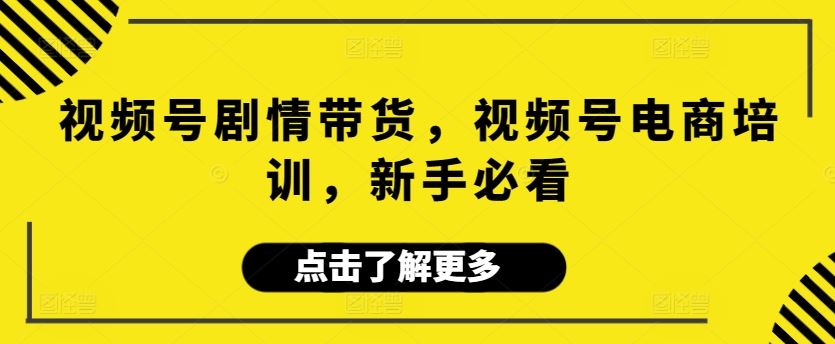 视频号剧情带货，视频号电商培训，新手必看_教程