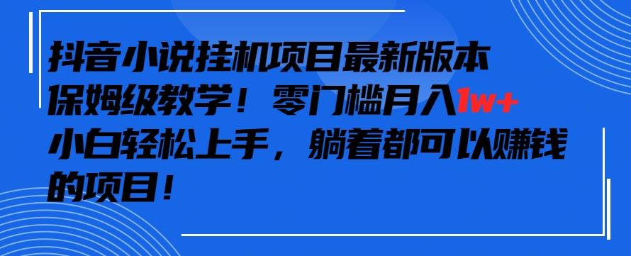 抖音最新小说挂机项目，保姆级教学，零成本月入1w+，小白轻松上手【揭秘】_实操