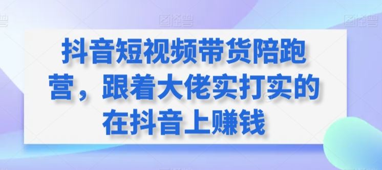 抖音短视频带货陪跑营，跟着大佬实打实的在抖音上赚钱