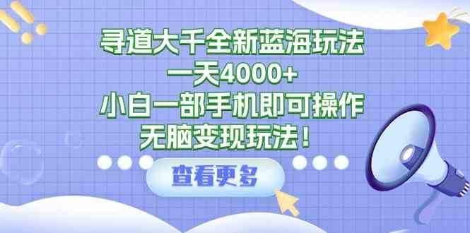 （9479期）寻道大千全新蓝海玩法，一天4000+，小白一部手机即可操作，无脑变现玩法！