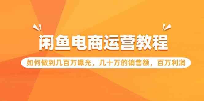 （9560期）闲鱼电商运营教程：如何做到几百万曝光，几十万的销售额，百万利润