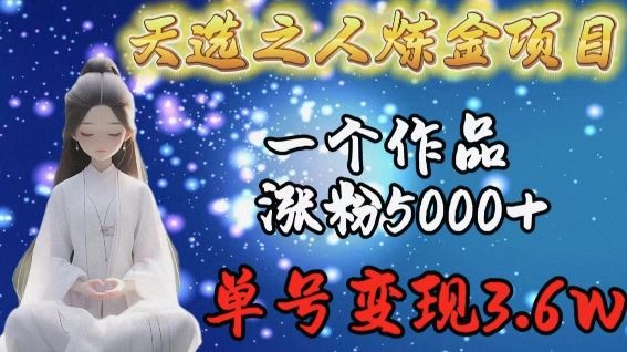 天选之人炼金项目，一个作品涨粉5000+，单号变现3.6w【揭秘】