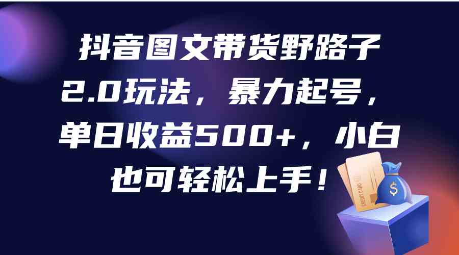 （9790期）抖音图文带货野路子2.0玩法，暴力起号，单日收益500+，小白也可轻松上手！