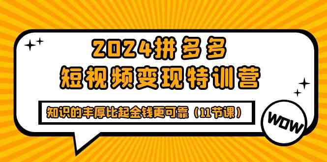 （9817期）2024拼多多短视频变现特训营，知识的丰厚比起金钱更可靠（11节课）