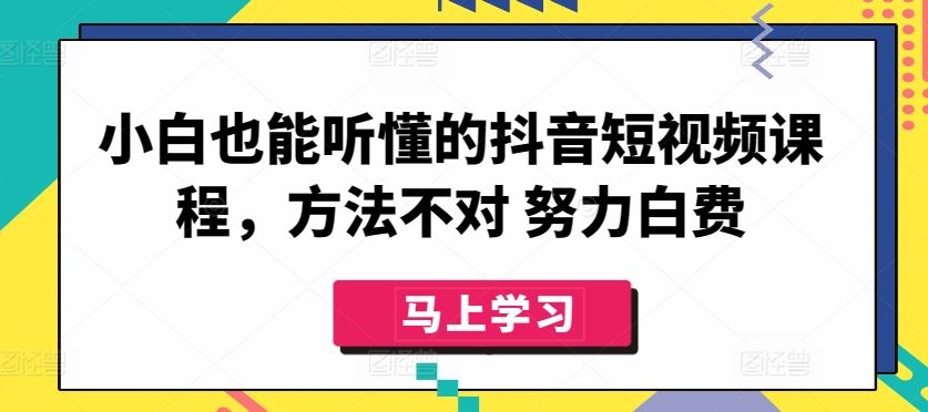 抖音短视频小白必看课程，多种变现方法与运营技巧