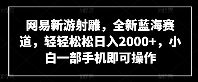 网易新游射雕，全新蓝海项目，手机操作日入 2000+