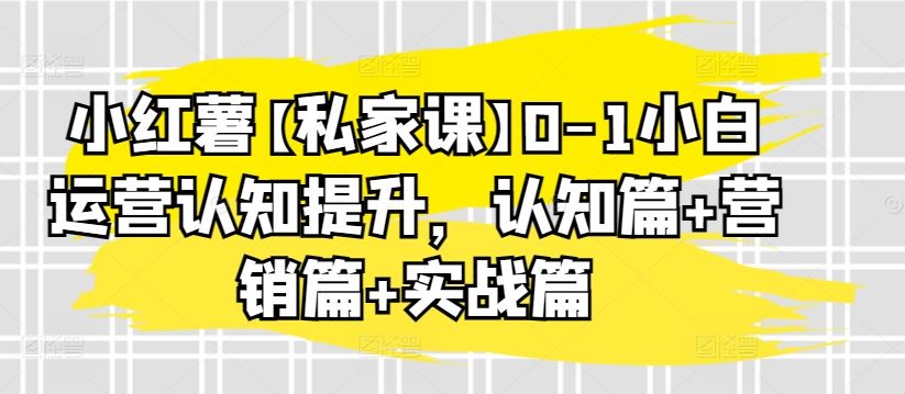 小红薯【私家课】0-1 运营认知提升，带你玩转小红书