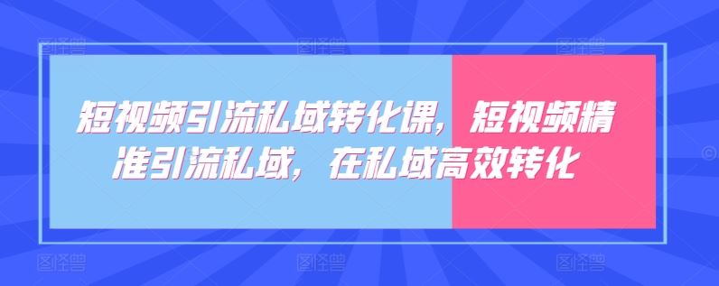 私域转化课：短视频引流实战指南，20 节课教你完美具备四大能力