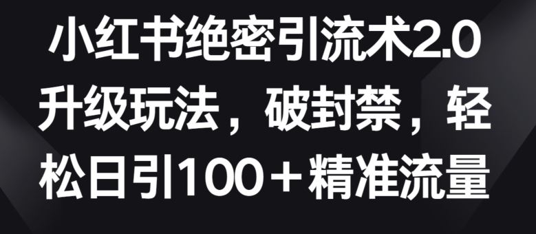 小红书引流术 2.0 升级玩法，破封禁，精准引流【必看】