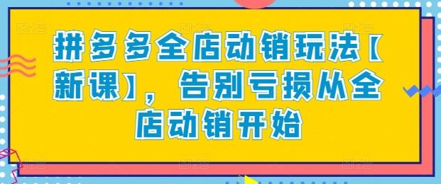 拼多多全店动销秘籍，解锁盈利新模式