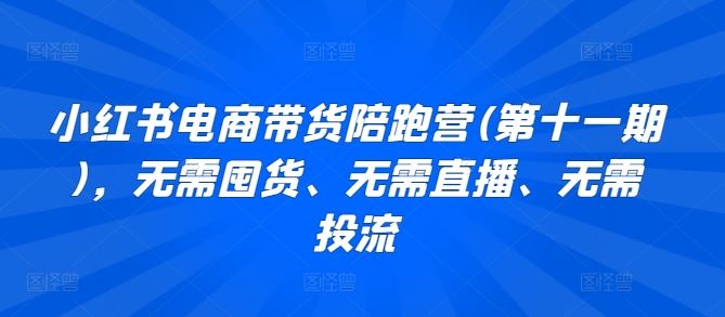 小红书电商带货陪跑营第十一期，零风险创业秘籍