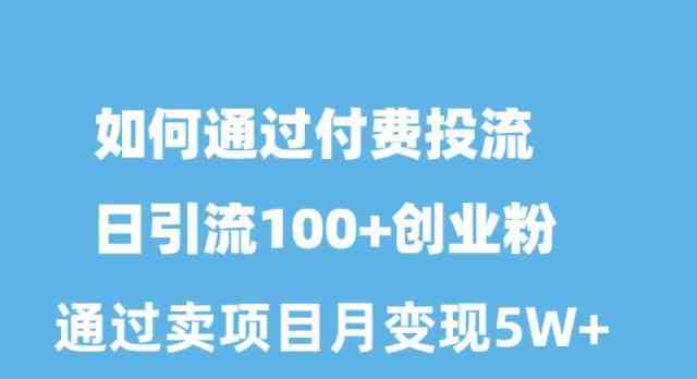 （10189期）如何通过付费投流日引流100+创业粉月变现5W+