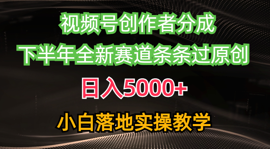 （10294期）视频号创作者分成最新玩法，日入5000+ 下半年全新赛道条条过原创，小…