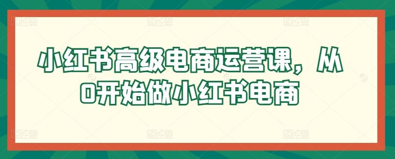 小红书电商秘籍，从 0 到 1 打造爆款店铺！