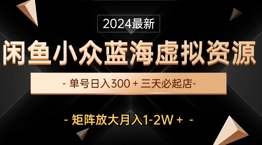 （10336期）最新闲鱼小众蓝海虚拟资源，单号日入300＋，三天必起店，矩阵放大月入1-2W