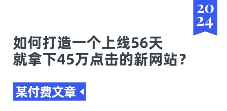 某付费文章《如何打造一个上线56天就拿下45万点击的新网站?》