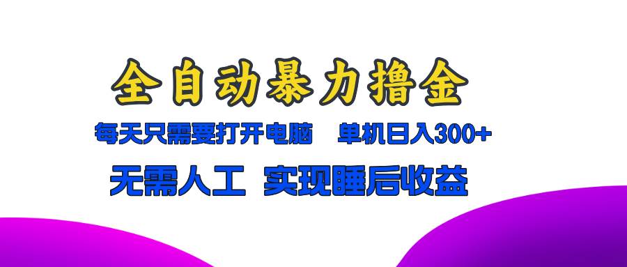 （无水印）全自动暴力撸金，只需要打开电脑，单机日入300+无需人工，实现睡后收益