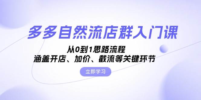 （无水印）多多自然流店群入门课，从0到1思路流程，涵盖开店、加价、截流等关键环节