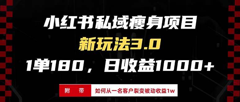 （ 无水印）小红书瘦身项目3.0模式，新手小白日赚收益1000+（附从一名客户裂变收益…